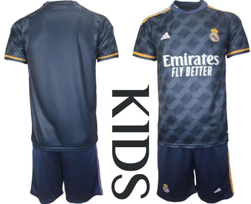 Youth 2023-2024 Club Real Madrid away blank blue Soccer Jersey